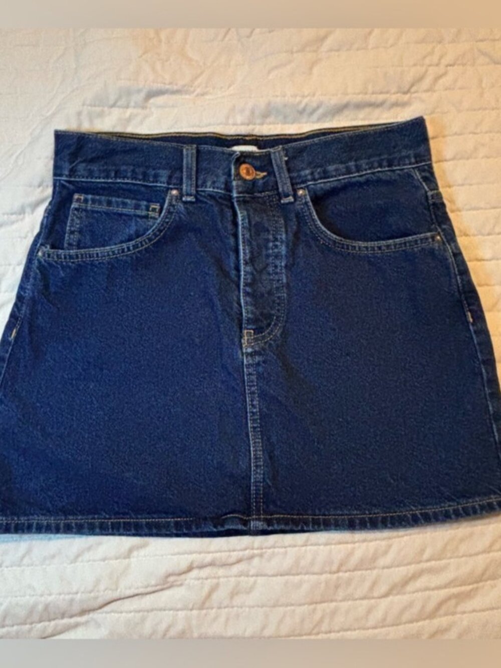 Navy Blue Denim Mini Skirt